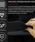 Four Pack Gun Case Foam Inserts Precut Black Foam Padding 16 By 12 By 2 Inch With Precisely Scored Grids For Easy Custom Compartments Protect Firearms Electronics Tools And Gear With Dope Shock Absorption. Black polyurethane foam pad being pressed for rebound