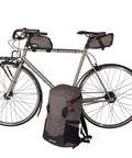 Ride Ready Top Tube Frame Bag 1L Gas Tank Style Bike Bag With Waterproof Zippers on urban bike, backpack beside it