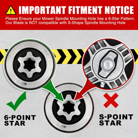 Comparison of 6-point and S-point star patterns for 42 Inch Mower Blades For Cub Cadet Ultima ZT1 42 XT1 42 LT42 And Troy Bilt.