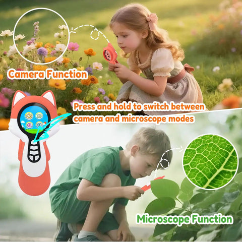Kid Friendly Grab And Go Microscope Camera Kit With Endoscope Dual Cameras, Pocket Mini Digital Microscope for kids