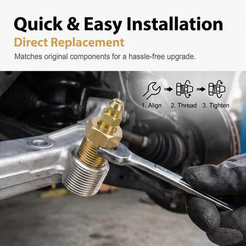 Heavy Duty Solid Brass Brake And Coolant Bleeder Replacement Kit Drop In Fit For Cars And Trucks, solid brass valve installation with wrench.