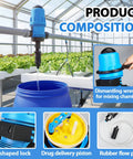 Fertilizer Injector For Drip Irrigation Three Quarter Inch NPT With Adjustable 0.4 To 4 Percent Water Powered Dosing Pump shown in greenhouse setup