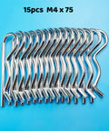 15 Piece Heavy Duty Cotter Pins Set M4 By 75mm Locking Hitch Pin Clips Galvanized Carbon Steel R Type on blue background