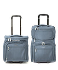 Expandable Underseat Carry On Luggage With Wheels Lightweight Weekender Travel Buddy shown in compact and expanded sizes