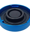Blue anodized Aluminum Brake Master Cylinder Reservoir Cap For Ford Lincoln Mercury 2000 2015 replacement, angled view