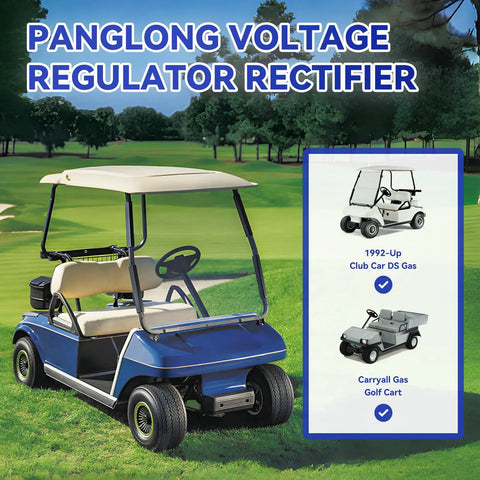 Voltage Regulator Rectifier For Club Car Gas Golf Cart 1992 Up DS Carryall Replacement OEM shown on a golf course background