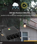 Heavy Duty Outdoor Power Strip With Wifi Control, Water Resistant Smart Outlet Bar, ABS rugged design for all weather.
