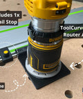 Slick Guide Rail Adapter For Trim Routers Hella Accurate Straight Cuts And Dados compatible with DEWALT router on rail stop.