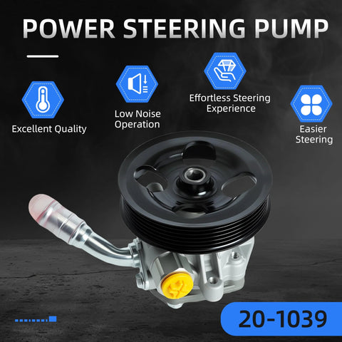 Power Steering Pump With Pulley For Jeep Wrangler 2012-2017 And 2018 JK V6 3.6L Replacement 20-1039 product image
