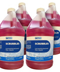 Heavy Duty Low Foam Auto Floor Cleaner, Straight Up Pro Grade Concentrate, four one-gallon jugs stacked, low foaming floor cleaner.