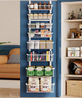 Over The Door Pantry Organizer Eight Tier With Adjustable Baskets Metal Hanging Spice Rack for kitchen storage on door