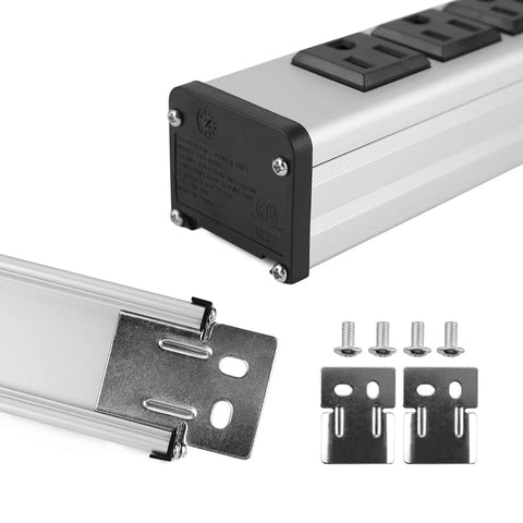 Beefy 16 Outlet Heavy Duty Power Strip With 15 Foot Extension Cord Metal Build Circuit Breaker Mounting Brackets Included Industrial Grade ETL Certified