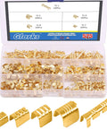 U Shape Copper Wire Crimp Terminal Kit, 525 Piece Non Insulated All In One Assortment With Open Barrel for wiring