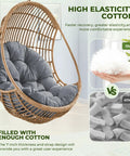 Waterproof Outdoor Egg Chair Cushion For Hanging Chairs Thick 35 By 47 By 7 Inches Grey Replacement Cushion in wicker chair