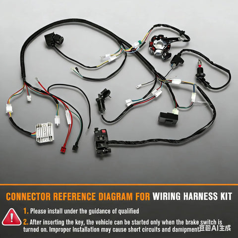 All In One Wiring Harness Kit For 125cc And 150cc GY6 Engines With CDI Stator Regulator Ignition Coil Waterproof Switches