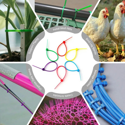 4 Inch Multicolor Zip Ties Kit Containing 480 Pcs Assorted Colors For Chicken Leg Marking, Deco Mesh Wreaths, DIY Projects Use