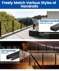 Modern Modular Cable Railing Kit For Decks And Patios with stainless and LED handrails, showcasing 36 Inch Surface Mount Balustrade.