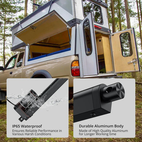 Heavy Duty 12V Linear Actuator 330 Lbs 1500N 8 Inch Stroke Silent IP65 Electric Actuator shown with RV window installation