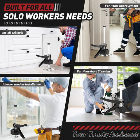XClifes Labor-Saving Arm Jack Handle 2-Pack; black lifting tool for cabinets/doors, raises 6.69 in with 450 lb load.