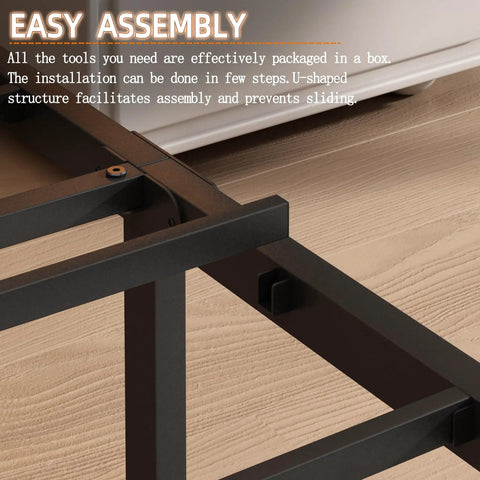Top Tier Full Bed Frame With Sleek Headboard And Zero Groan Steel Base For Dreamy Nights No Sweat Assembly Low Profile Platform showing easy assembly metal base support structure.
