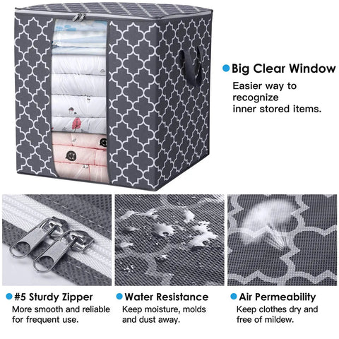 Heavy Duty Storage Bags 3 Pack 100 Liter Clothes Organizers With Clear Windows Breathable Waterproof Fabric Units Keep Rooms Super Clean And Totally Legit Zero Fuss Home Organization That Is A Straight Up Game Changer For Modern Living