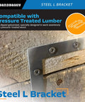 5 Inch Hot Dipped Galvanized Steel L Bracket Corner Brace Heavy Duty 90 Degree Mending Plate for pressure treated wood on a wooden surface.