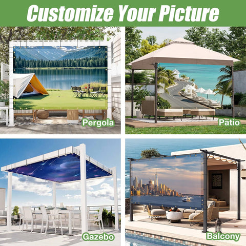 Custom Design Shade Cloth With UV Protection And HD Printing Full Color Pergola And Gazebo Shade Cover With Grommets Sun Shade
