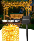 Solar Fairy Lights Outdoor 33 Ft 100 LED Warm White String Lights IP65 Waterproof for patio tree garden decor with solar panel