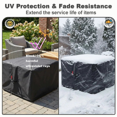 Square Fire Pit Cover Heavy Duty Tough As Nails 600D Fabric With PVC Coating All Weather Waterproof And Anti Crack Fits 29 To 32 Inch Square Fire Pits Or Tables 24 Inch High Outdoor Patio Must Have Protection Black.
