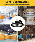UFO LED High Bay Light 150W 22500 Lumens 5000K Daylight in commercial and warehouse settings
