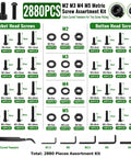 Metric Flange Bolt And Nut Kit 3200-Piece Hardware Assortment For DIYers And Tinkerers With Hex Flange Head Bolts Socket Button Head Bolts And Cap Head Screws M2 To M10 For Garage Projects And Auto Maintenance, 2880-piece metric screw assortment