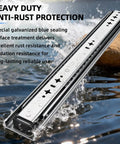Beefy Heavy Duty Drawer Slides 22 Inch Long, 53 mm Wide, 2.1 Inches Full Extension 3 Fold, Ball Bearing shown with water resistance.