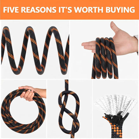 Top Shelf Heavy Duty Braided Polyester Arborist Rope Half Inch By 120 Feet Badass Breaking Strength For Serious Tree Work Hiking Camping And Swing Project Black