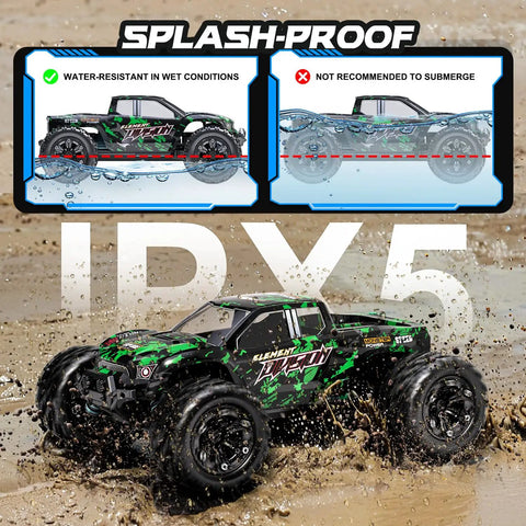 1 18 Scale All Terrain RC Cars 4WD Off Road Truck With 2.4 GHz Remote Waterproof SUV Style in muddy splash-proof test