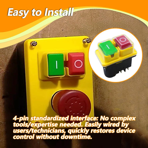 Heavy Duty 120V 16A 4 Pin Electromagnetic Push Button Switch installed on industrial panel