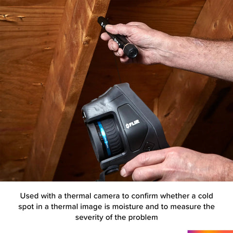 Moisture Pen With Integrated Flashlight, Pocket Portable 2 Pin Moisture Meter For Wood And Common Building Materials in use