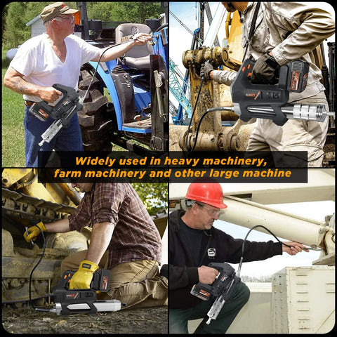 Cordless Heavy Equipment Grease Gun With 20000 PSI Output 20V Power 4.0Ah Battery And Quick Charger 40 Inch Hose LED Light