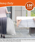 Extra Heavy Duty Laundry Bag With Handles 28 By 36 Inches Silver in use, showing fabric detail, built to carry 50 pounds