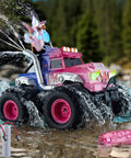 Pink Monster Off Road RC Car for Kids Ages 3 to 12 with 360 Spin waterproof amphibious 1 to 18 scale 4WD toy spraying water