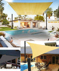 Outdoor setting with 4 Pack 9.5 Foot Outdoor Shade Sail Poles Heavy Duty Beefy Metal Post Kit With Rust Resistant Coating