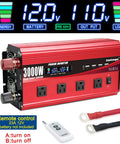 Beefy 3000W DC To AC Inverter With LCD Display And Remote Control 4 AC Outlets And 4 USB 3.1A Ports 12V To 110V 120V for off-grid use