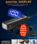 Bright USB C Rechargeable Bike Light Set For Night Riding With Front Headlight And Rear Taillight 4 And 5 Modes Easy Mount, digital display