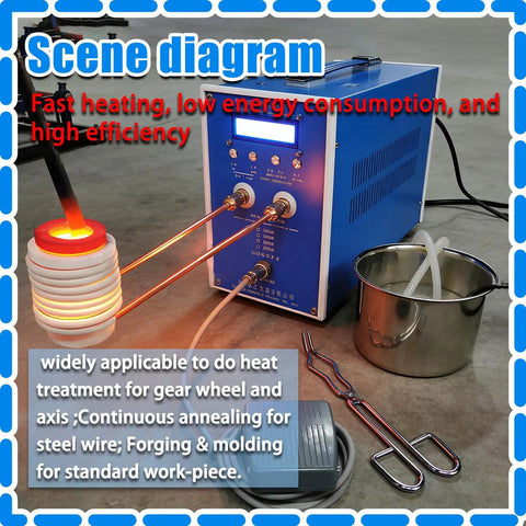 3KW Induction Heating Furnace For Metalworking with dual water cooling and accessories in use, safe metal melting setup.