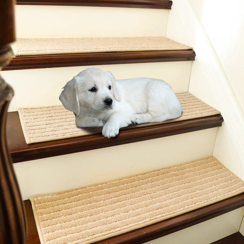 Soft Edging Stair Treads Non Slip Carpet Mats For Indoor Wooden Steps 28x9 Inch Stair Runners Set Kid And Dog Friendly