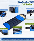Go-To Lightweight 3-Season Sleeping Bag For Adults With Waterproof Shell Packable Backpacking Gear, features and close-ups