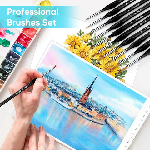 Miniature Detail Painting Brush Set 10 Fine Point Brushes For Your Tiny Models And Figurines, used for watercolor painting