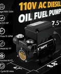 Heavy Duty 110V Ac Diesel Fuel Transfer Pump 15 Gpm Badass Cast Iron Build showing dimensions and specifications.