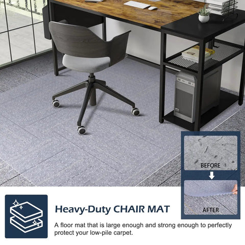 Chair Mat For Carpet 46 By 60 Inches Heavy Duty Vinyl Floor Protector With Grips For Home Office, showing under rolling chair