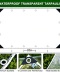 Built Tough 3 By 6 Foot Heavy Duty Clear Vinyl Tarp With Reinforced Grommets 14 Mil Waterproof PVC Shield showing 20in transparent tarp with grommets.