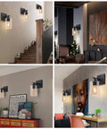 Two Pack Wall Light Sconces For Bathroom And Hallway, Cozy Vintage Farmhouse Vanity Lights in various room setups